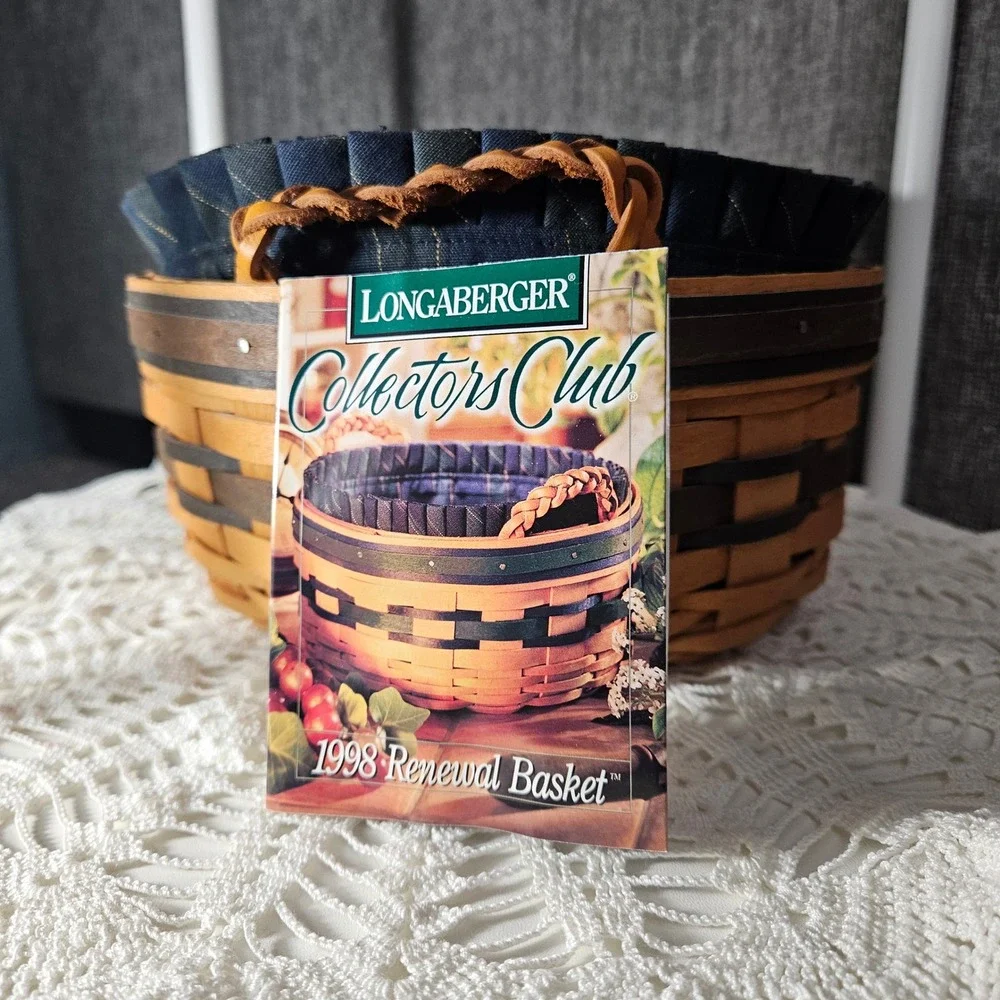 Longaberger Collectors Club 1998 Renewal Basket with Liner & Protector 8.5x4